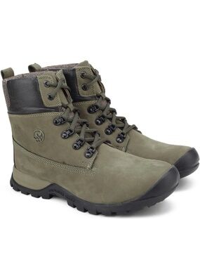 Woodland green leather nubuck sturdy work hiking boots EU 41 us 8/8.5 men